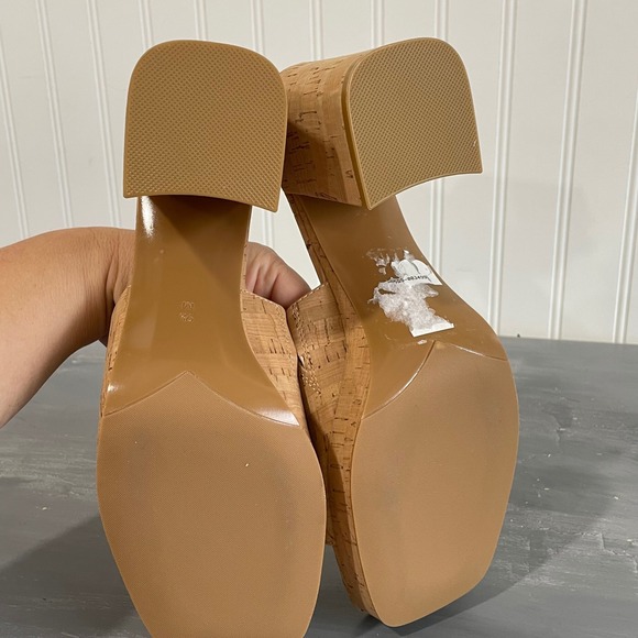 Vaneli Moyra Cork Platform Heels Chunky Heel Slide Sandals Shoes 9.5M Y2K - Picture 7 of 11